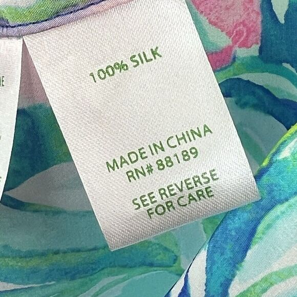 Lilly Pulitzer Silk Floral Elsa Blouse Size XS Blue Pink Casa Del Sol - Picture 13 of 14